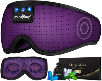 MUSICOZY 3D Sleep Headphones Mask Sleeping 1 Count (Pack of 1), Light Purple