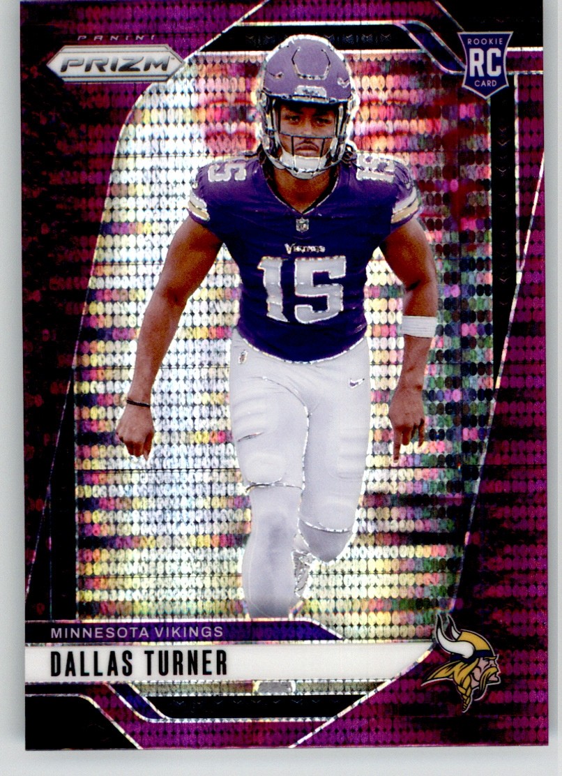 Dallas Turner 2024 Panini Prizm Purple Pulsar 324 Minnesota Vikings Rookie