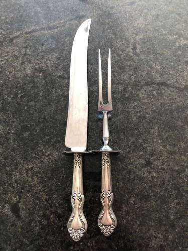 Sterling Silver Sheffield Carving Knife Fork SIMILAR to Gorham Chantilly~No Mono