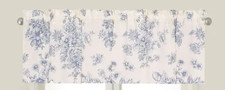Blue White Toile Cotton Valance Window Treatment 15.5in x 72in NEW