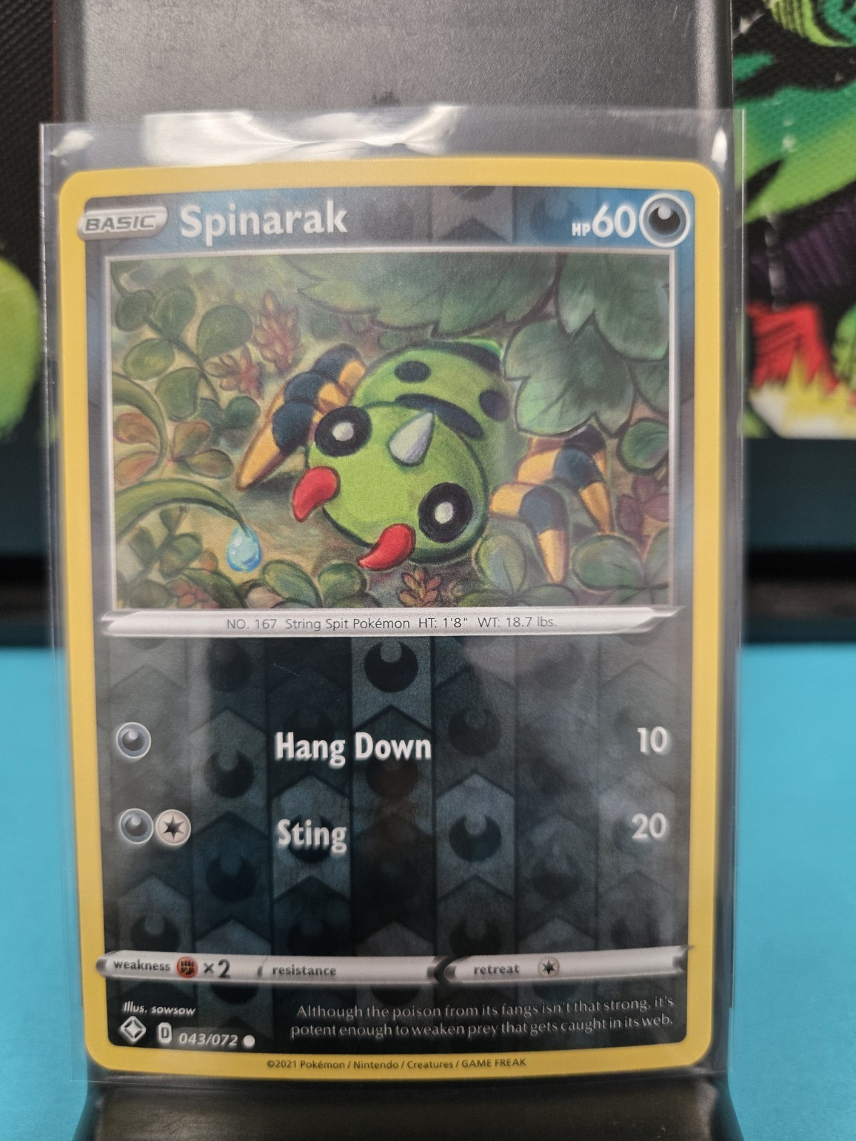 Spinarak REVERSE HOLO 043/072 Shining Fates Pokemon TCG Card Near Mint