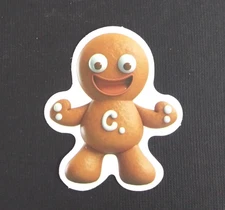 Gingerbread Man With Big Eyes Christmas Sticker 2.25" x 1.78" (AX)