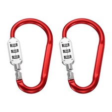 4.3 Inch Length Combination Locks, 2PCS 3 Dial Digit Combo D-Ring Locking, Red