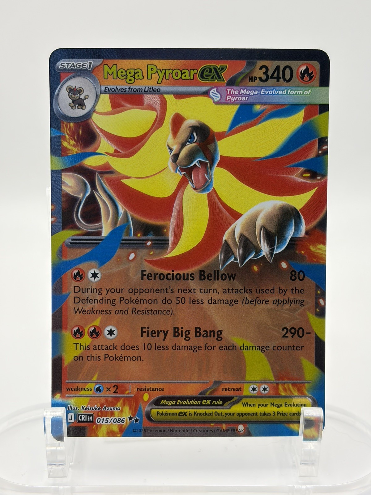 Pokemon Mega Pyroar ex Chaos Rising 15/86 Holofoil Near Mint English