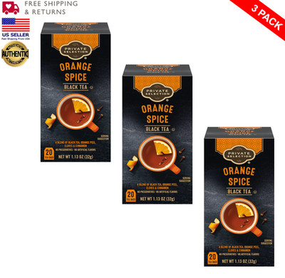 Private Selection Orange Spice Black Tea 3 Pack ( 60 Bags Total ) | EXP 10/2026