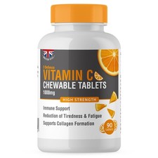 Vitamin C 1000mg Chewable by 90 Tablets Supports Immune Health and Helps Fight