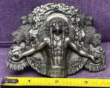 1981 Bergamot Brassworks B01 Native Chief Outstretched Arms  Bison Belt Buckle,
