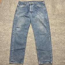 Carhartt Jeans Mens 38x32 Blue Relaxed Fit Straight Leg Denim Pants B17-DST