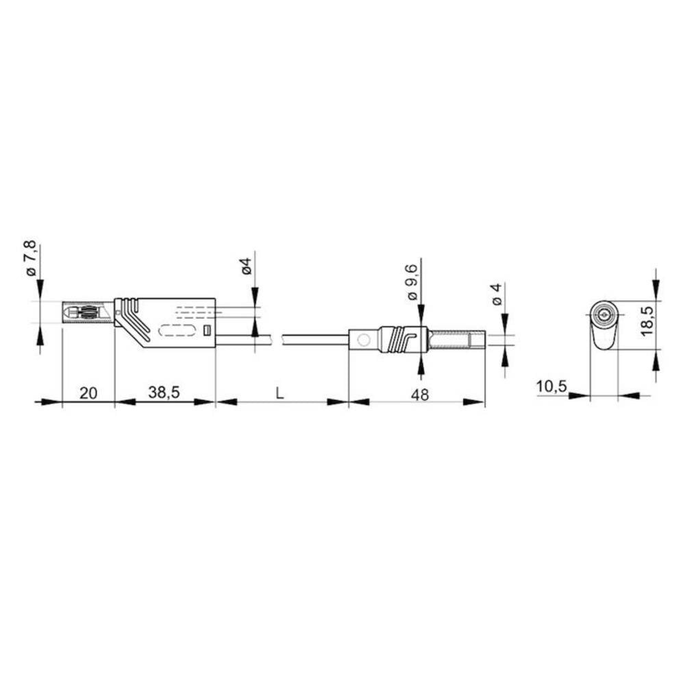 Cordon de mesure empilable 32A MAL S WS-B 200/2,5 ge/gn double isolation