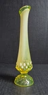Fenton Topaz Uranium Hobnail Opalescent Swung Bud Vase 8.5"