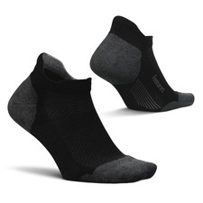 Feetures Elite Max Cushion No Show Tab Ankle Socks, Heel Tab, New Black Small