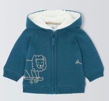 John Lewis Baby Teal Blue Lion Borg Hooded Cardigan Age 6-9 Months *BNWT*