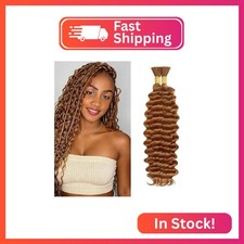 Human Braiding Hair for Boho Braids 28 28 Inch Brown Deep Water Wave Bulk Human