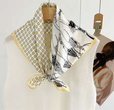 100 Mulberry Silk Shawl Yellow ear Print Neckerchief Scarf Bandana 26'' Wrap