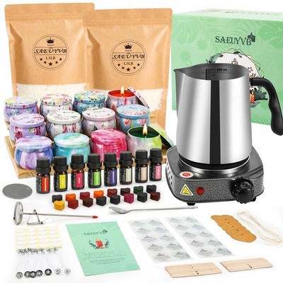 SAEUYVB Candle Making 12 pcs candle tins kit with colorful jar, multicolor 