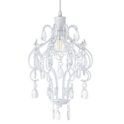 Matt Weiß Shabby Chic Kronleuchter Stil Hängelampe Decken Lampenschirm mit Acryl...