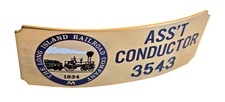 Vintage Long Island Railroad ASS'T CONDUCTOR Hat Badge Approx, 3 1/4" x 1 1/2"