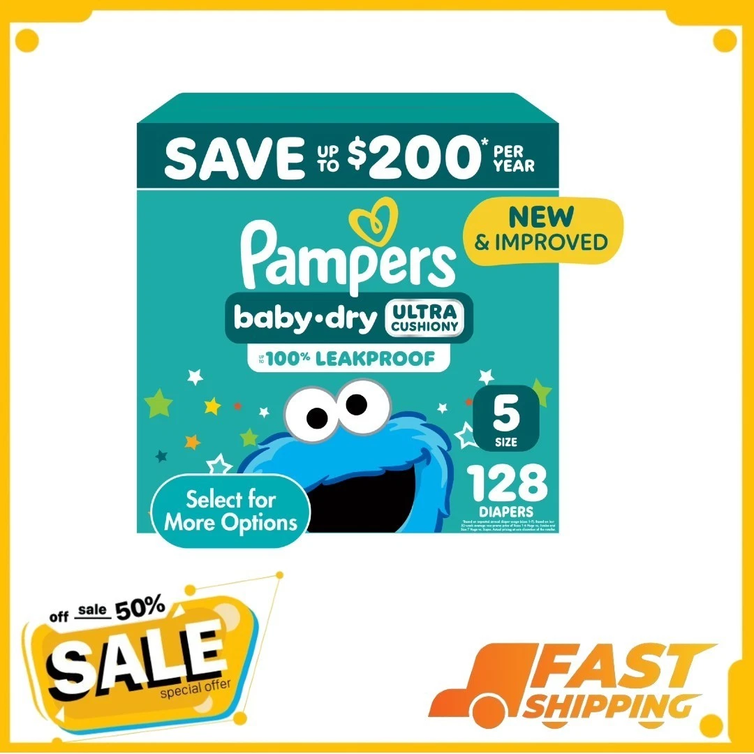 Pampers Baby Dry Diapers Size 5, 128 Count (Select for More Options)
Opens in a new window or tab