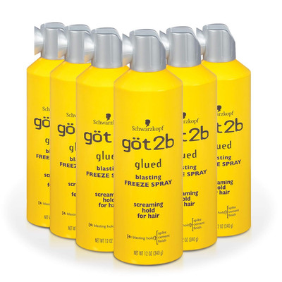 Glued Blasting Freeze Hair Spray, 12 Fl Oz, Pack of 6, Extra Strong Holding Spra