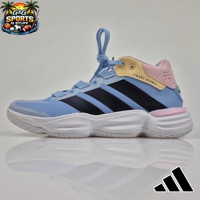 Adidas Court Stabil Indoor Sneakers JQ1183 Womens Size 9 BlueWhitePink Volleybll