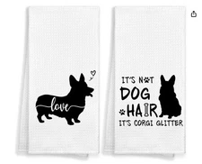 IT'S NOT DOG HAIR ITS CORGI GLITTER AND LOVE KITCHEN/HAND TOWELS BRAND NEW