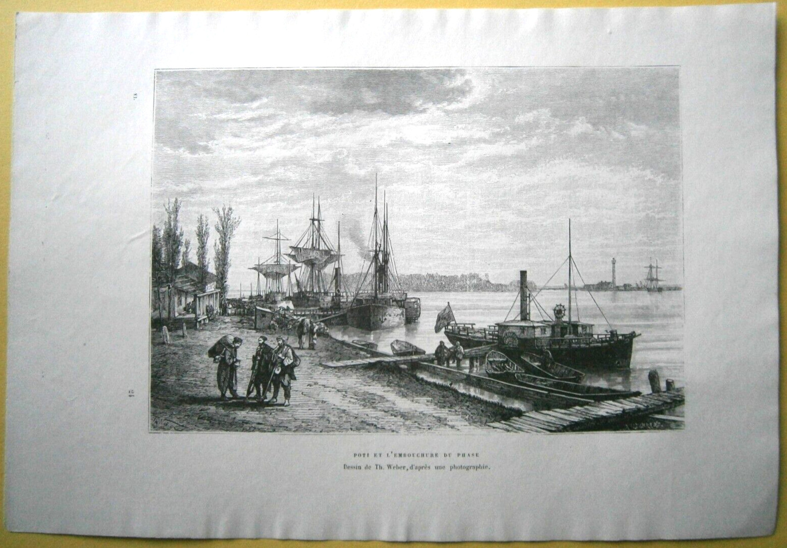 1881 Reclus print POTI AND MOUTH OF RIONI (PHASIS), GEORGIA, CAUCASUS, #17