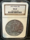 1991 $1 American Silver Eagle NGC MS69 Brown Label