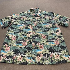 Cooke Street Hawaiian Shirt Mens 2XL Black Floral Aloha Button Up Cotton Beach