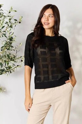 Bona Fide Fashion - Ribbed Trim Round Neck Knit Top - Women Fashion
