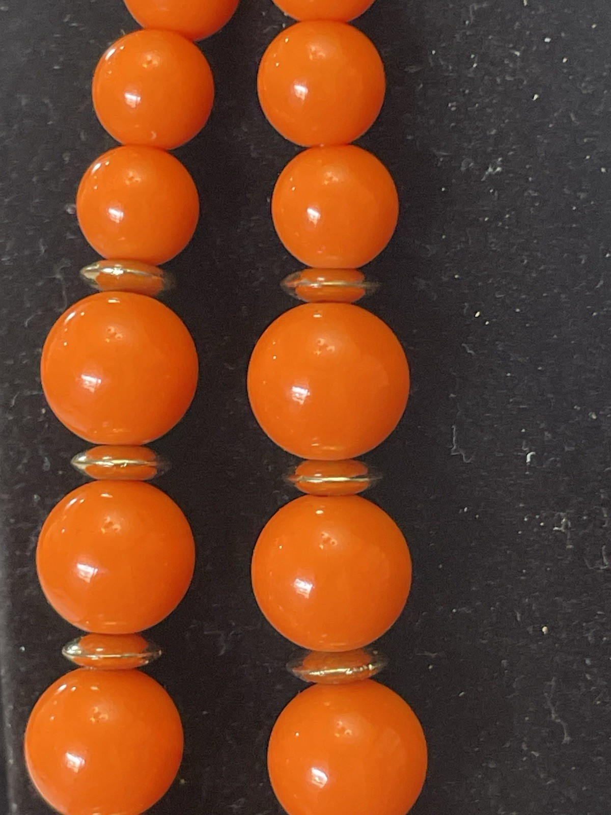 Bold Orange Bead Statement Necklace Double Strand… - image 5