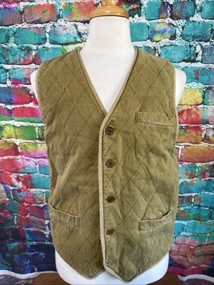 Vintage The Territory Ahead Vest Men s M Green Quilted Button Down Vest Outdoor