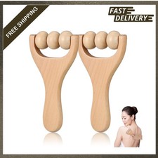 Wooden Massage Roller Set Two Pieces Trigger Point Body and Face Therapy for