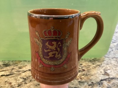 Vintage Belgium Crest Coat of Arms Souvenir Glazed Ceramic Coffee Tea Mug NICE !