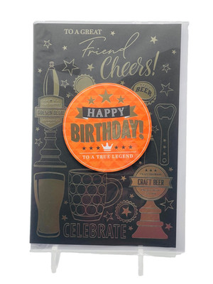 Cheers Frend Happy Birthday männliches Bier Thema Vers TOP