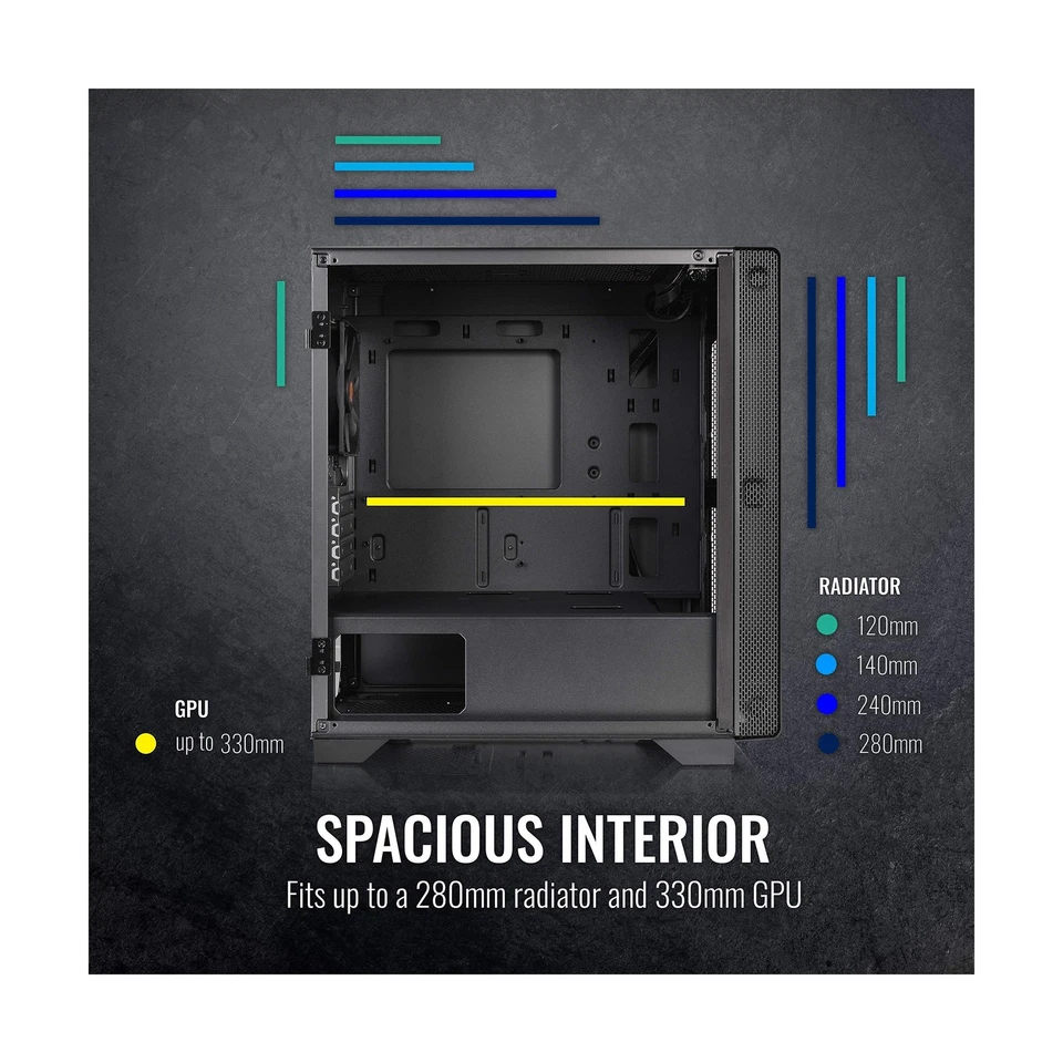 Thermaltake CA-1Q9-00S1WN-00 S100 Tempered Glass Black Edition Micro-ATX Mini... - Image 4 of 4