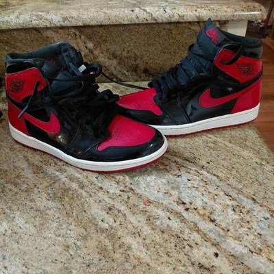 Nike Air Jordan 1 Retro OG High Patent Bred Used In Great Condition No Box