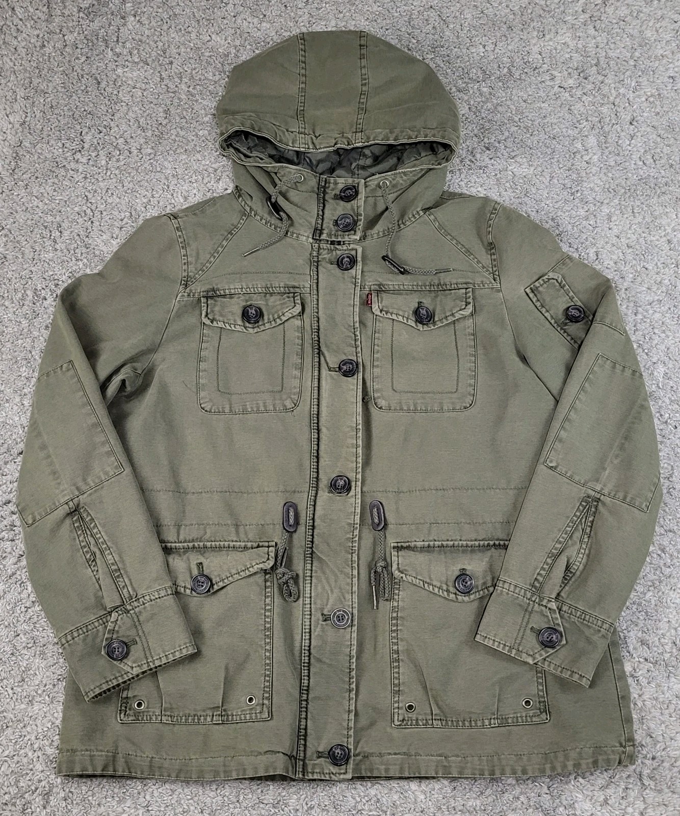Levis Jacket Military Hooded Utility Drawstring Waist Cargo Women's Size XL