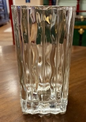 Vintage Studio Nova Square Wavy Glass Vase 11 3/4  Signed Luay