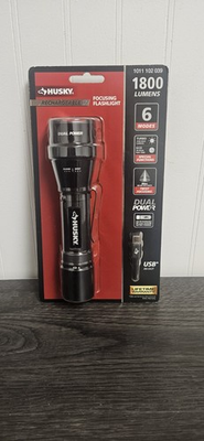 #ad Husky 1800 Lumens Dual Power LED Rechargeable Lithium Ion Focusing Flashlight $19.99