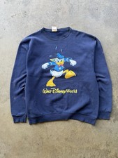 Vintage 90s Size Large Disney World Donald Duck Wet Navy Sweatshirt