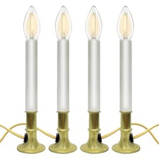 4 Pack Electric Christmas Window Candles Lights with C26 0.6W Plug in Clear L...