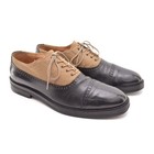 Men Dries Van Noten Perforated Cap Toe Oxfords 43.5 / 10.5 Black Tan Derby Shoes — photo 1