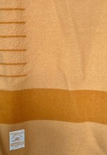 Hudson's Bay 6 Point Blanket Gold Wool Stripe Gold Label Vintage 100 x 94