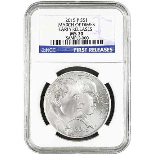 2015-P UNC $1 Silver March of Dimes NGC MS70 Early Releases