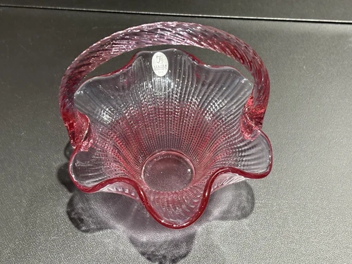 Fenton Art Glass basket in the "Dusty Rose" color