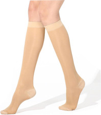 Sheer Compression Socks 15-20 Mmhg Support Stockings Hose Nude, S/M 