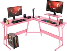 PayLessHere L Shaped Desk Corner Gaming Desk Computer Desk with Large Desktop