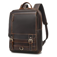 LANNSYNE Vintage Genuine Leather Backpack For Men Fits up to 16" Laptop Trave...