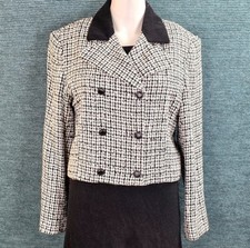 Express Compagnie Internationale Vintage Cropped Tweed Double Breasted Blazer