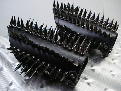Black Chrome Spikes Gauntlets.BLACK METAL. (MDLG0242)..... KULT OV AZAZEL'S